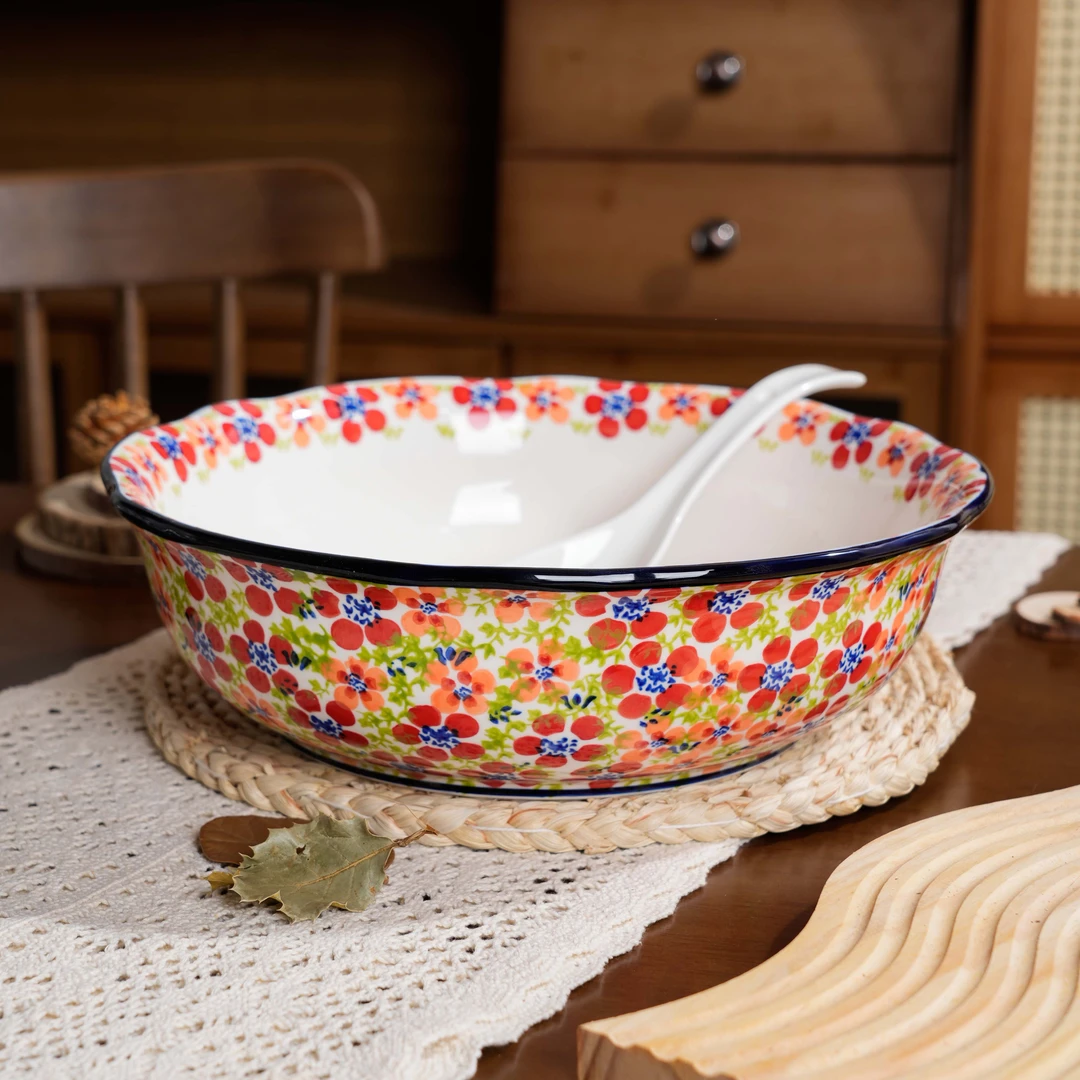 [美森专属]手绘碧丝粉黛-11.5英寸花边汤碗