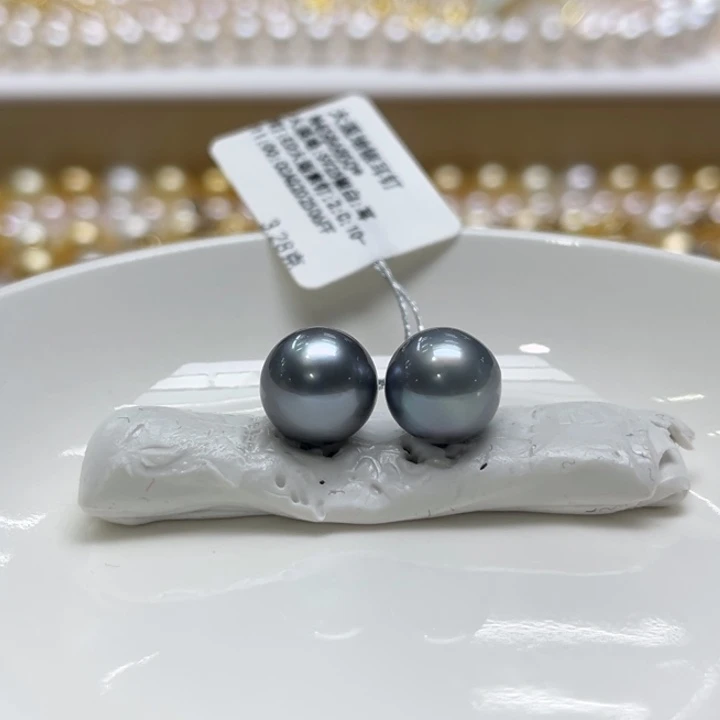 银S925镶嵌耳饰海水珍珠10-11m 31号