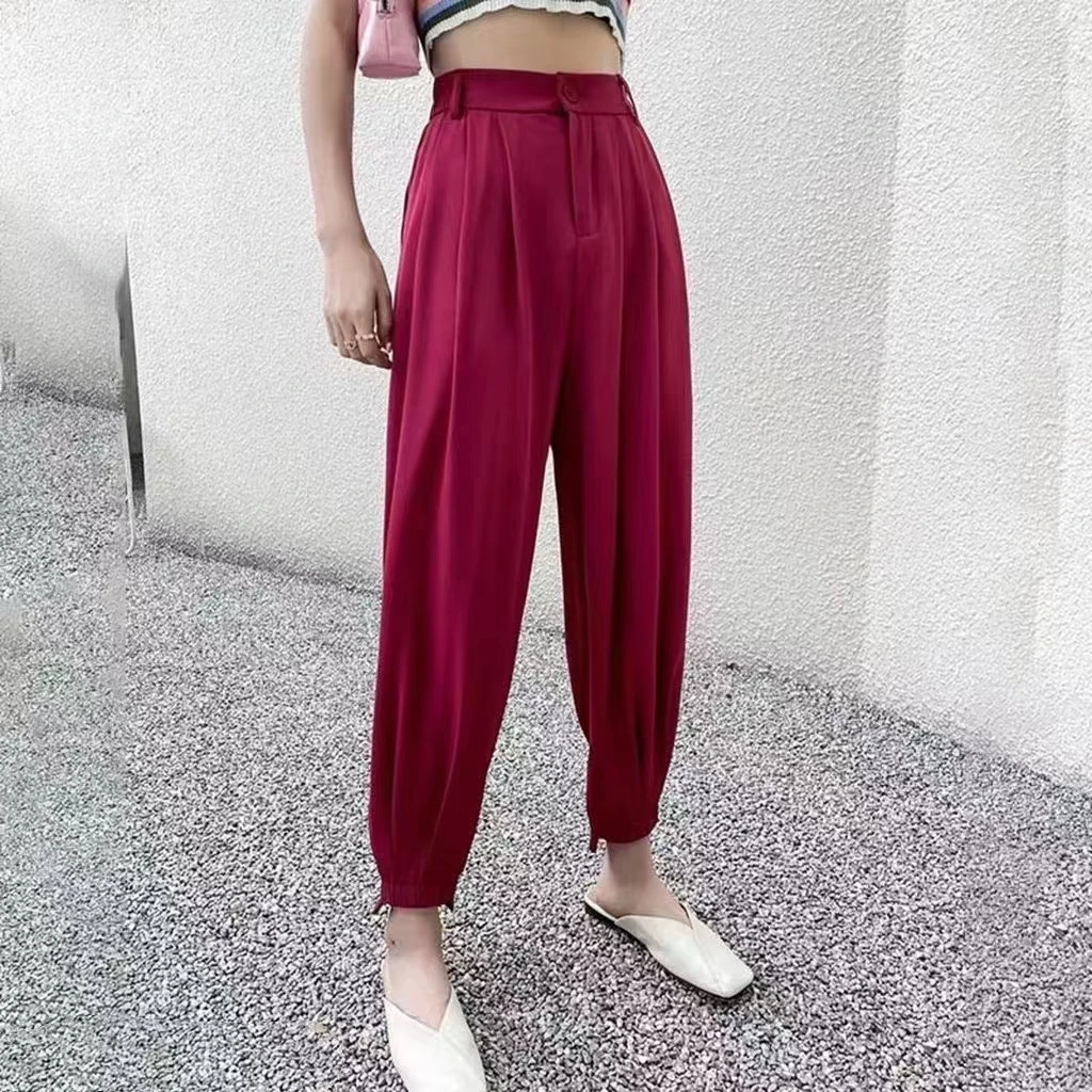 《名品汇·美衣馆》显瘦抖抖裤九分束脚西装面料雪纺裤哈伦裤8175