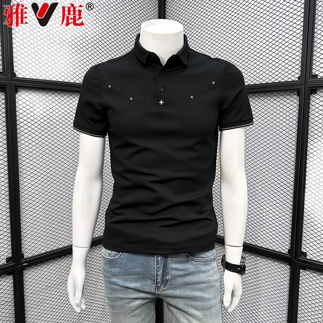V/雅鹿男士短袖polo衫夏季新款时尚商务休闲翻领修身T恤潮牌半袖