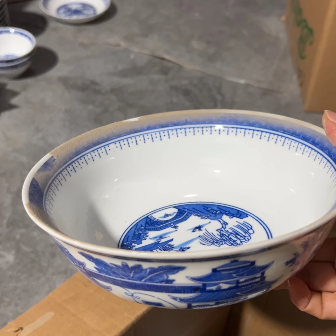 碗青花手绘8寸梧桐汤碗一个