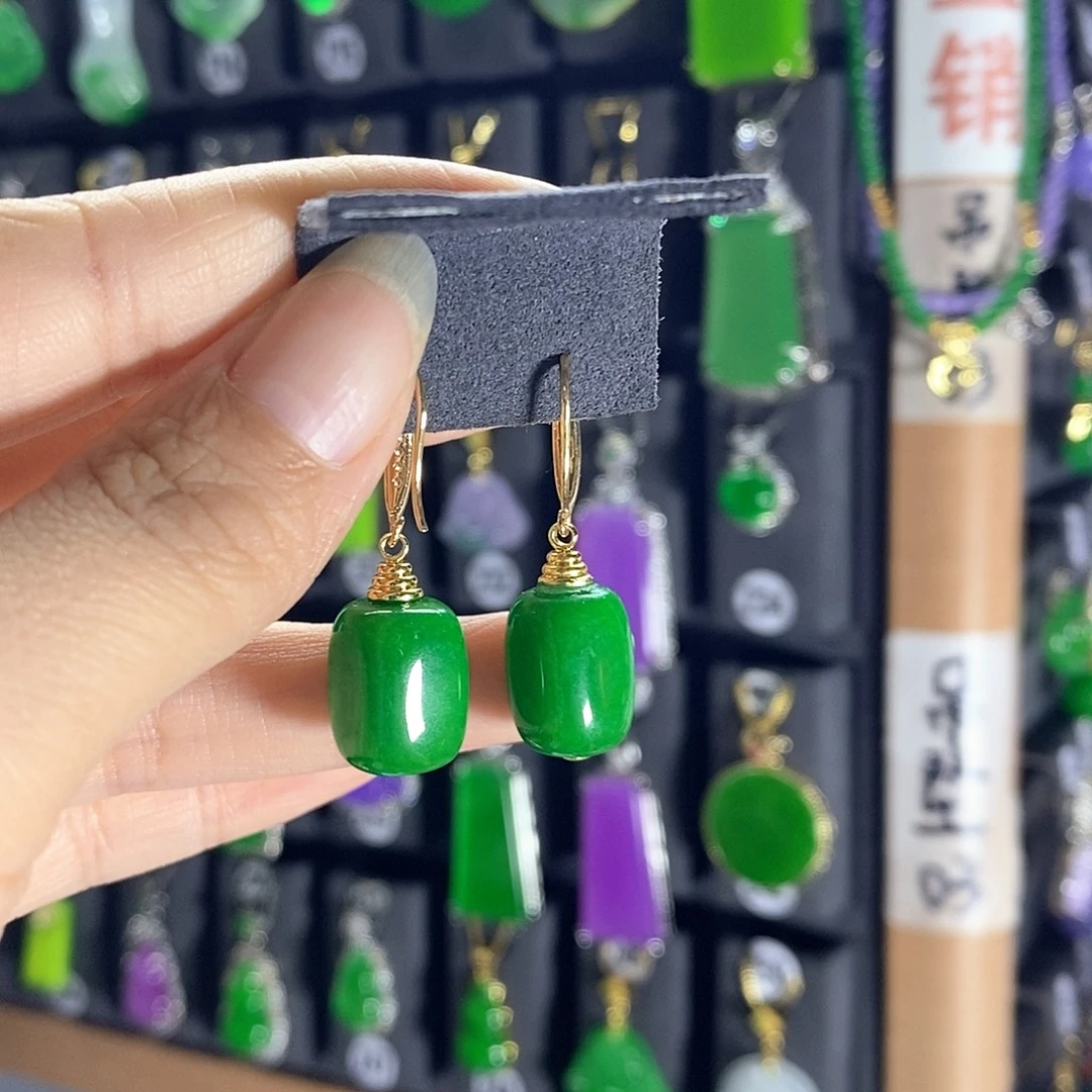 翡翠银S925镶嵌耳饰53