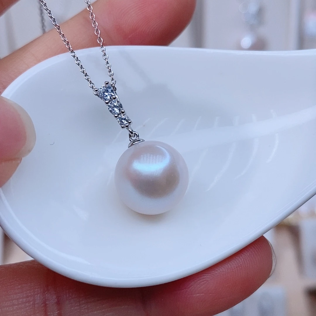 项链银S925镶嵌淡水珍珠