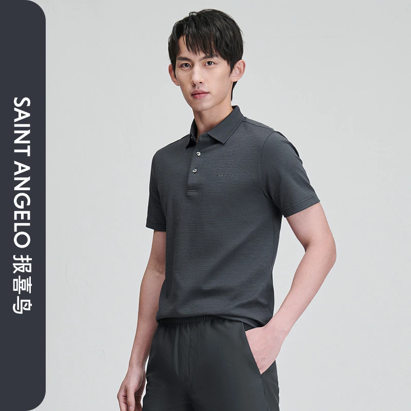 【棉+桑蚕丝】报喜鸟夏季新款商务休闲polo衫男款百搭 男士t恤短袖