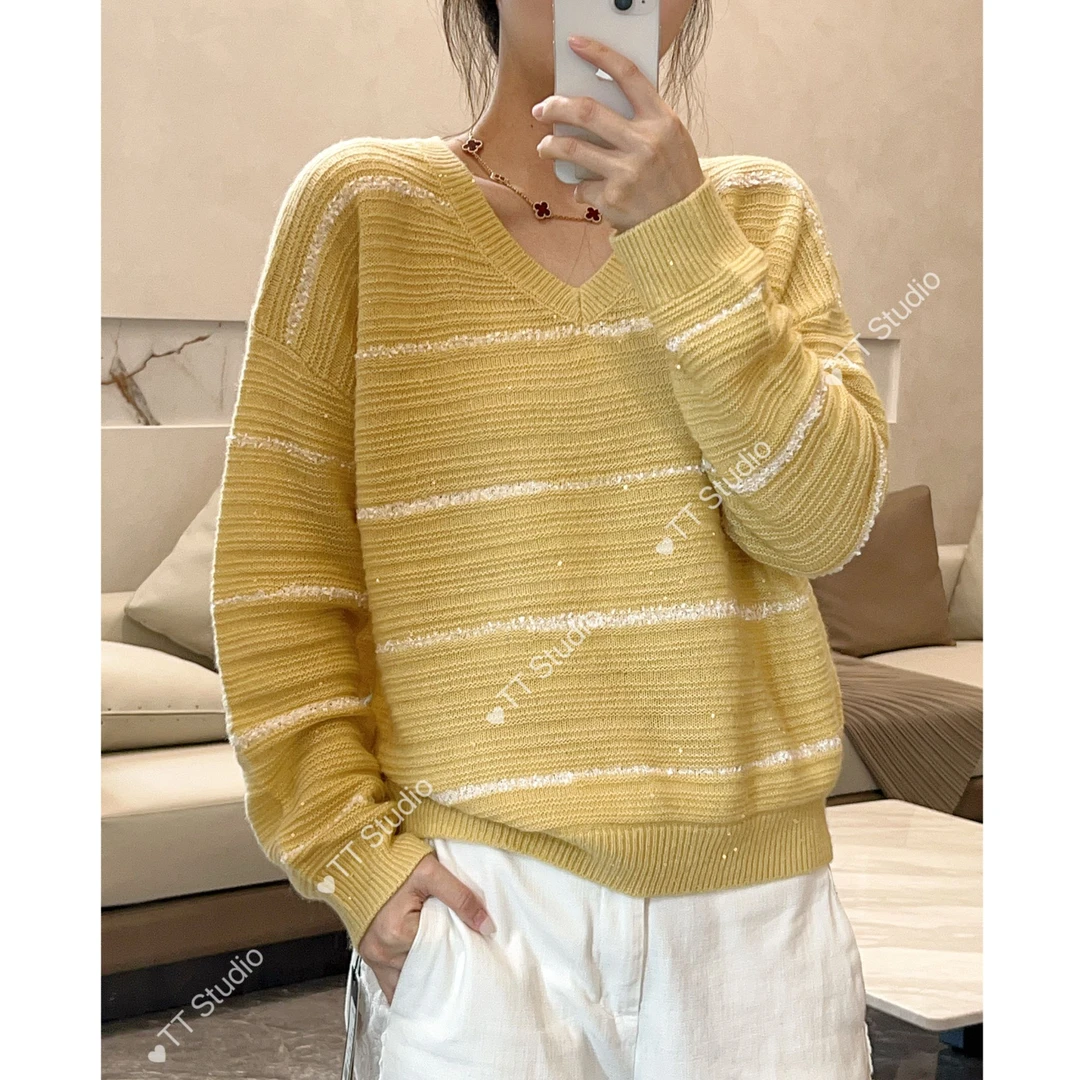 TT家/蛋挞/黄色驼羊绒设计感套头秋冬季女装针织衫