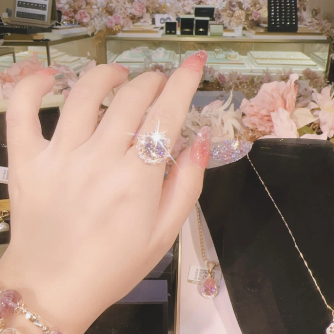 新年戒指 【豪镶大女王】满镶香槟金色豪镶女神百搭高奢活口可调节