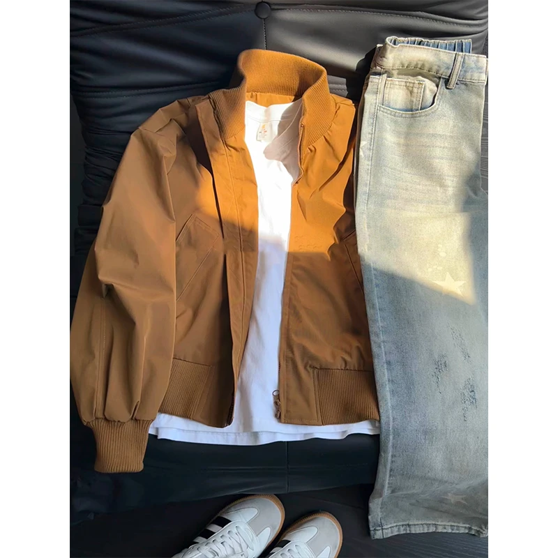 cleanfit立领外套男款早秋穿搭美拉德短款棒球服潮牌工装飞行夹克