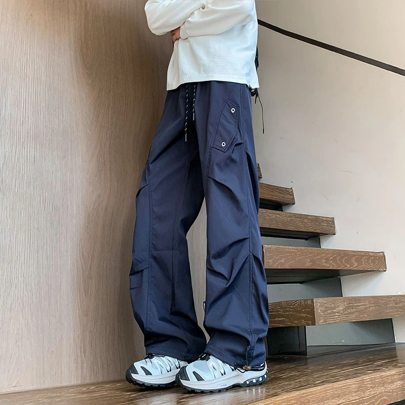 春秋季新款美式宽松阔腿潮流男生百搭长裤秋款直筒垂感工装休闲裤