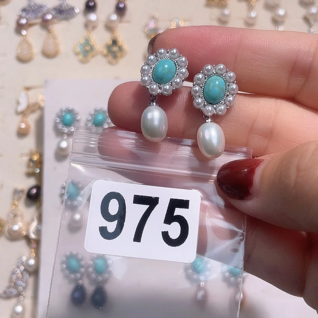 合金淡水珍珠耳饰