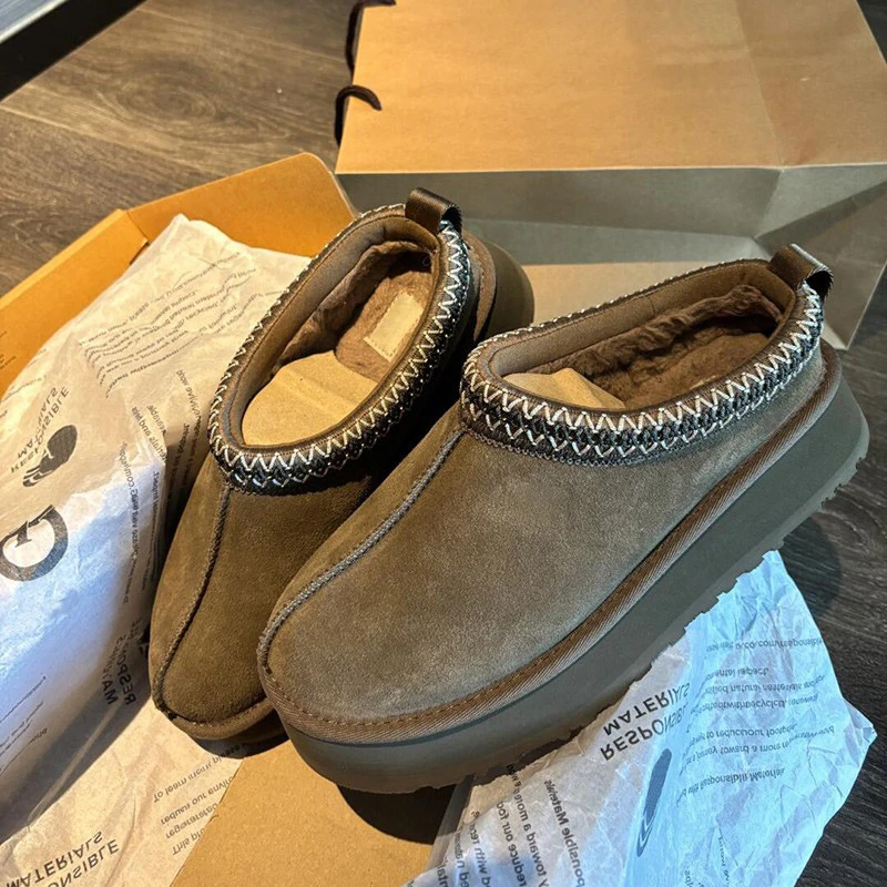 官方正品现货厚底包头拖鞋女款2025秋冬新款懒人一脚蹬保暖雪地靴