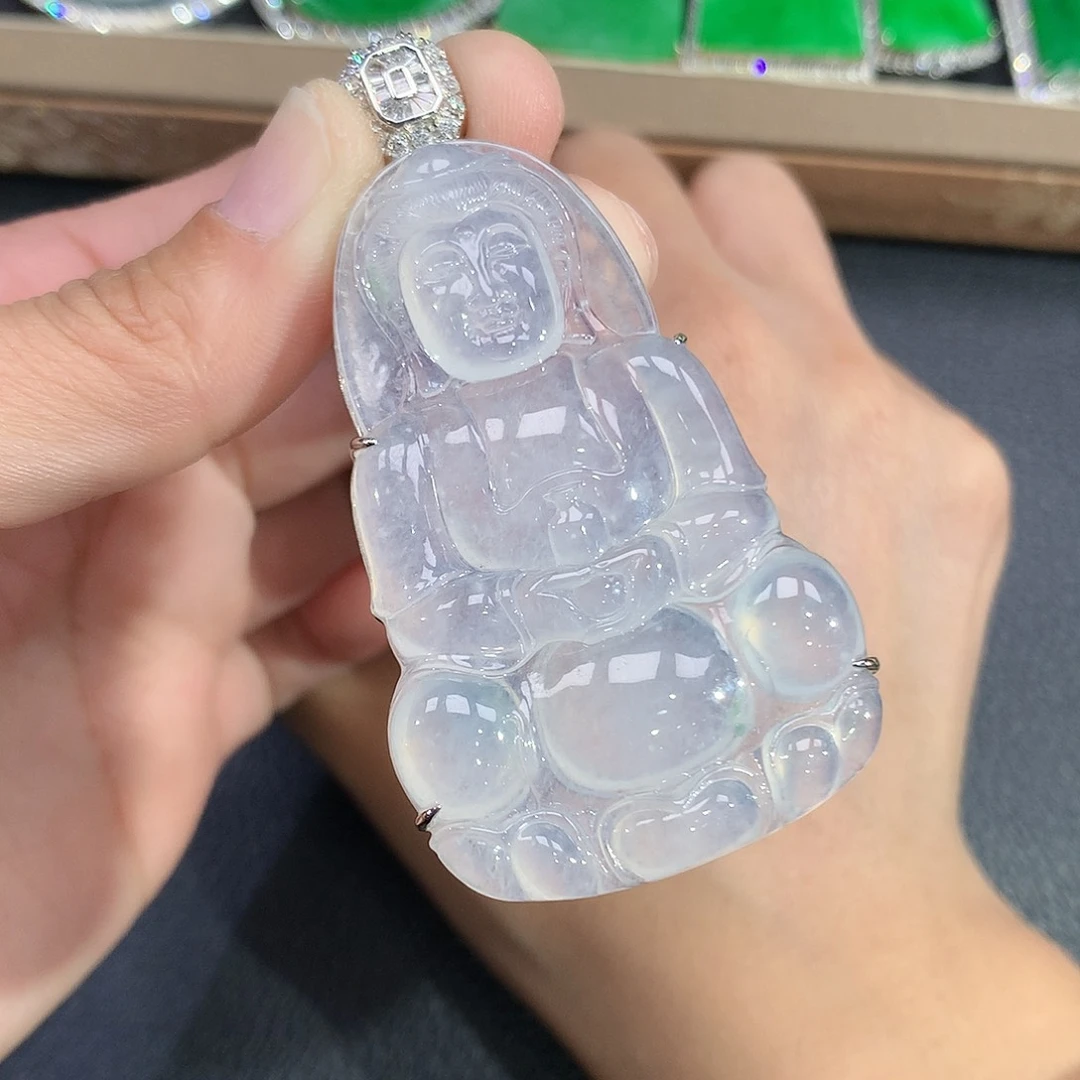 翡翠吊坠(赠链)18K金镶嵌