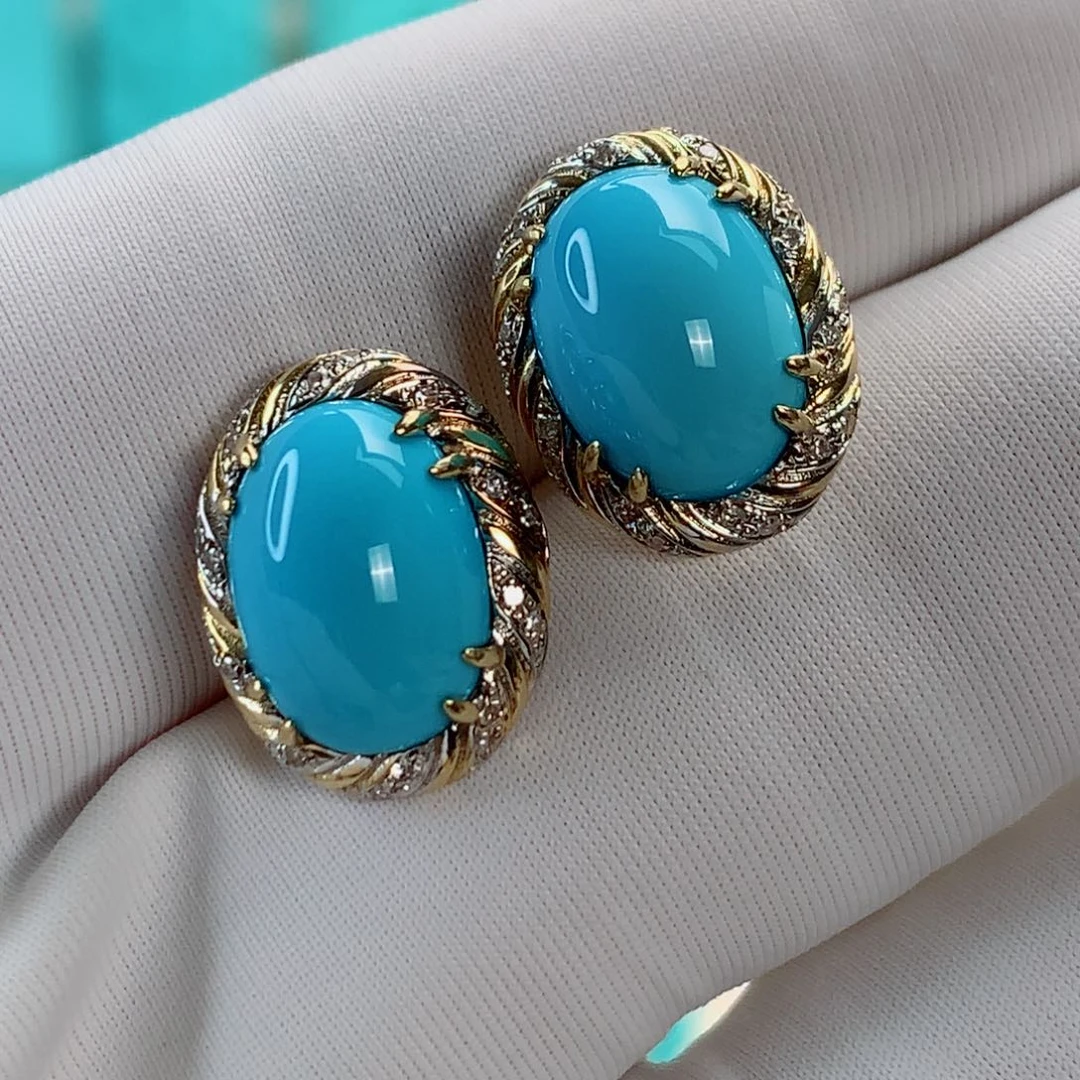 绿松石挂件18K金镶嵌