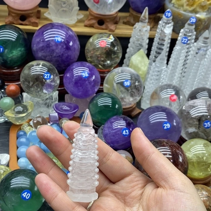 石材天然白水晶文昌塔