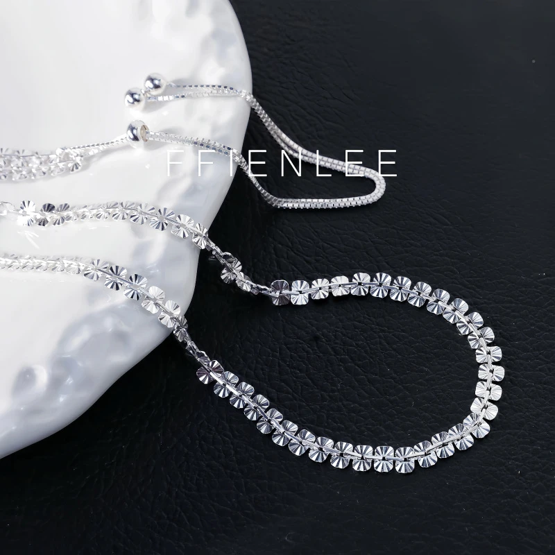 坠链均925银 <闪耀之镜> 意大利超闪时尚方片车花拼接抽拉项链