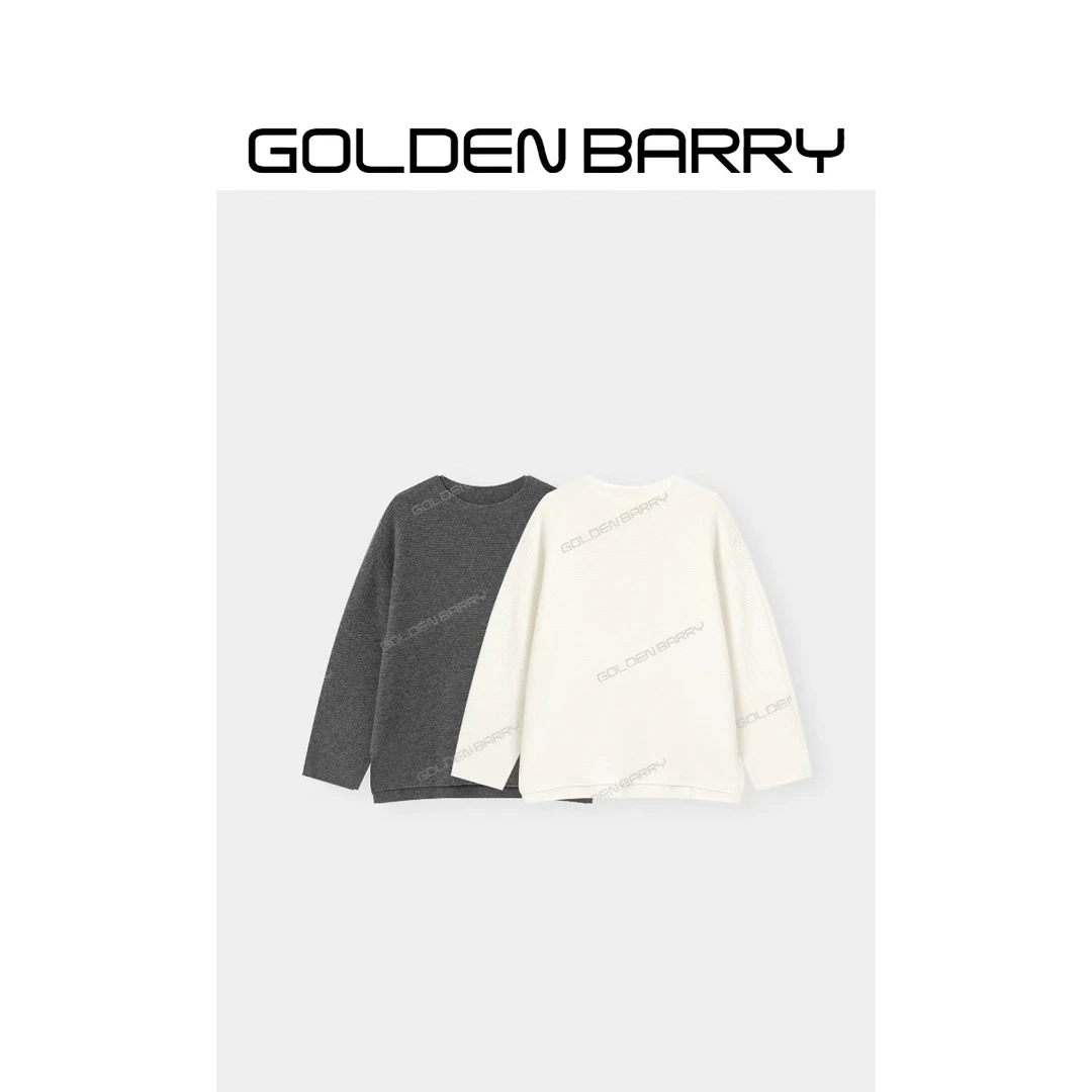 GOLDENBARRY|243116“惬意假日”圆领宽松羊绒毛衣