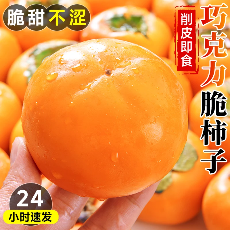 云南巧克力脆柿子2斤新鲜当季现摘硬脆甜冰糖心火晶柿子水果整箱