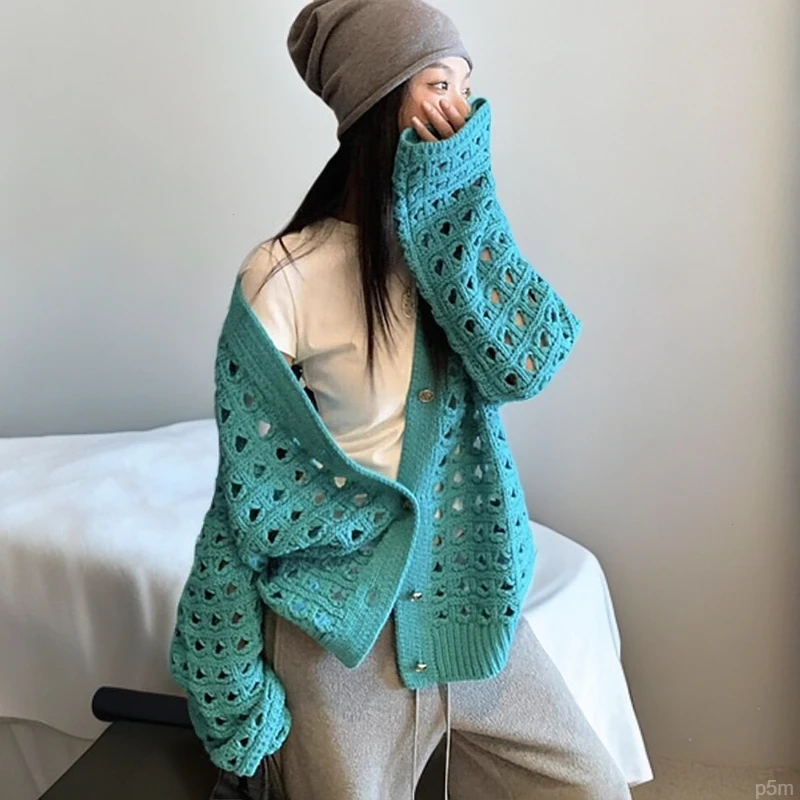 韩国东大门设计感针织衫女新款宽松百搭毛衣外套复古长袖开衫上衣