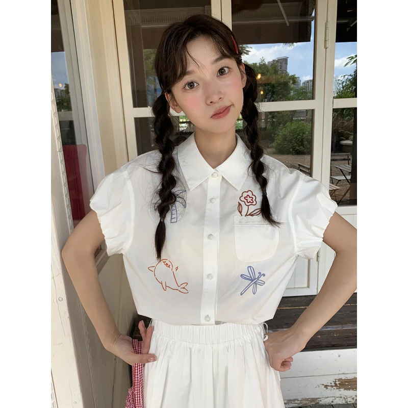 Jiang jam/姜姜姜酱纯棉少女刺绣绣花海洋元素刺绣套装
