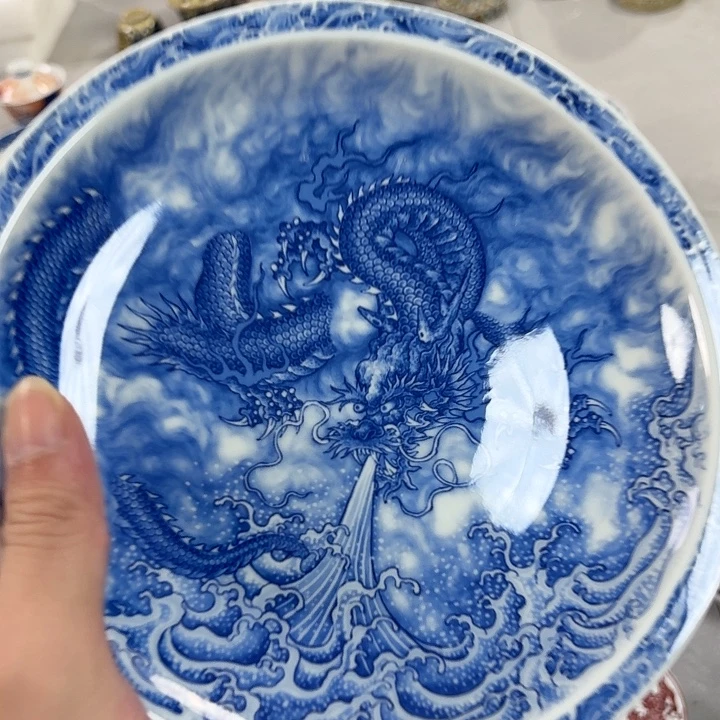 瓷片墨龙吸水大胡乘景德镇