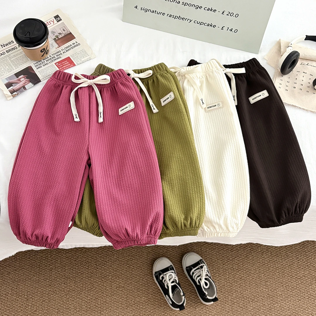 男女宝宝波浪纹裤子运动休闲裤春秋新款洋气宽松中大儿童束腿裤