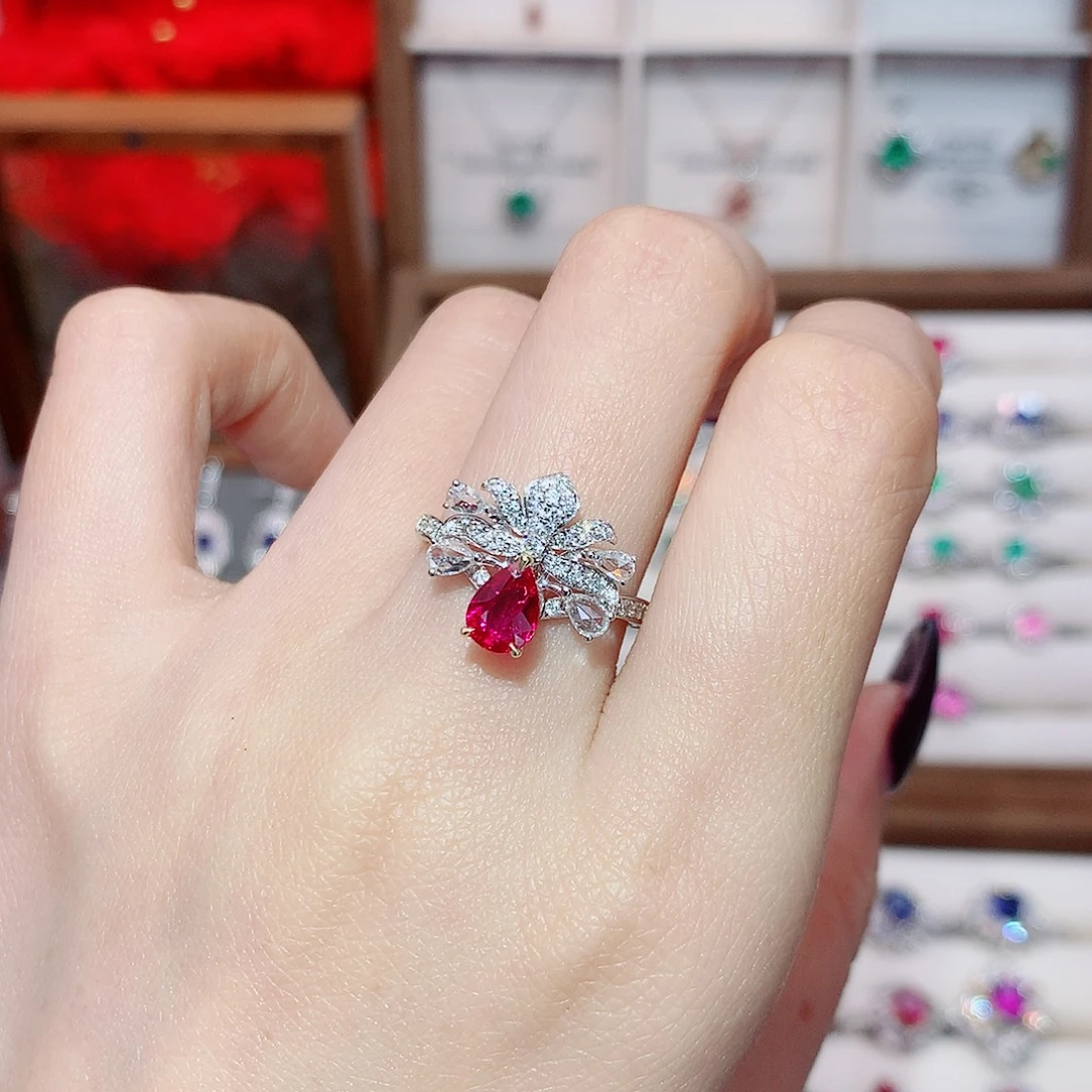 18K金镶嵌戒指红宝石1.03ct/天然宝石/七天无理由