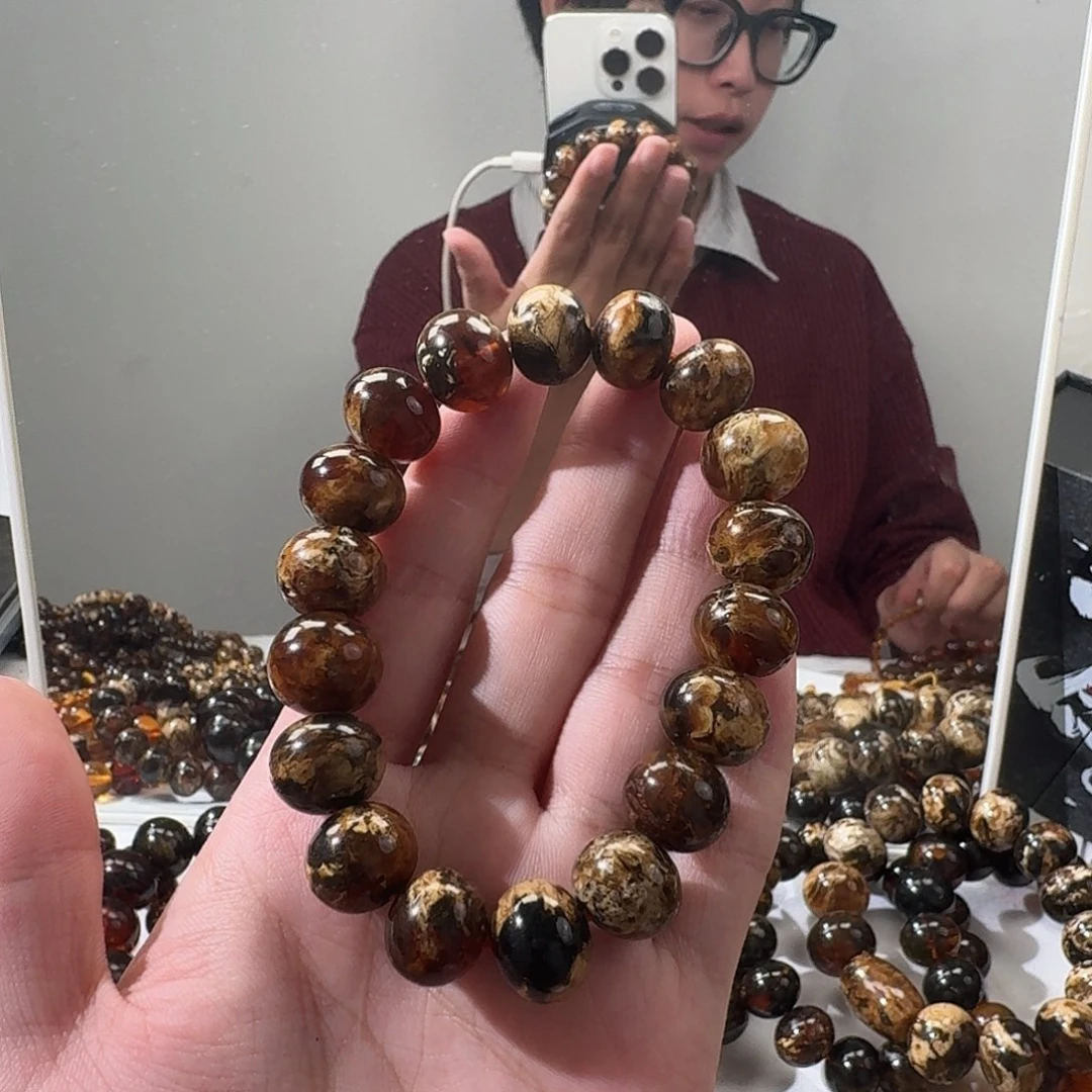 天***际裸石琥珀未镶嵌抚顺琥珀13mm