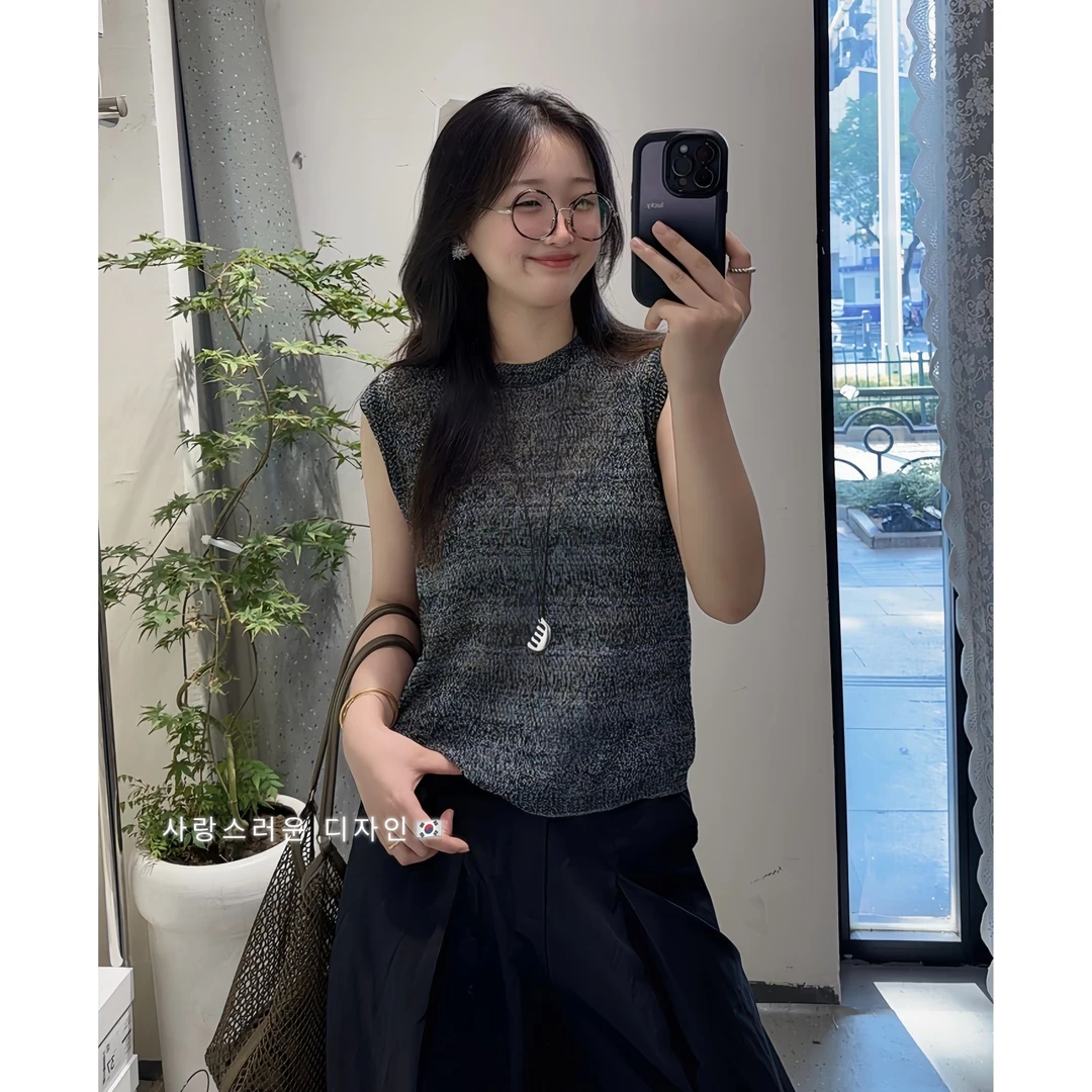 [子系女装]2025夏季新款！韩系百搭减龄冰丝亚麻镂空背心舒适无袖