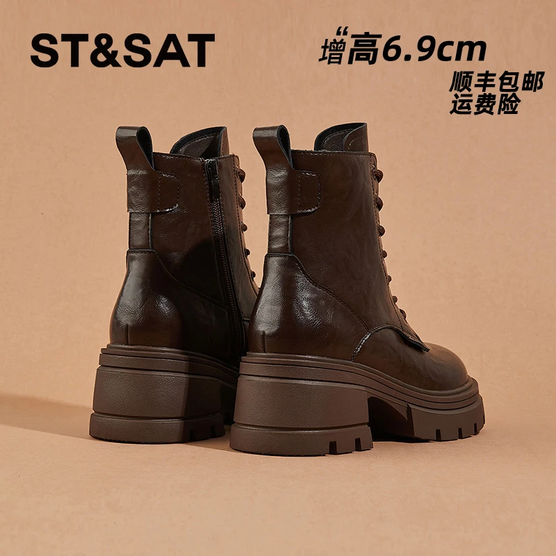 星期六马丁靴女款爆款2025新款正品冬季加绒棉鞋真皮机车短靴厚底