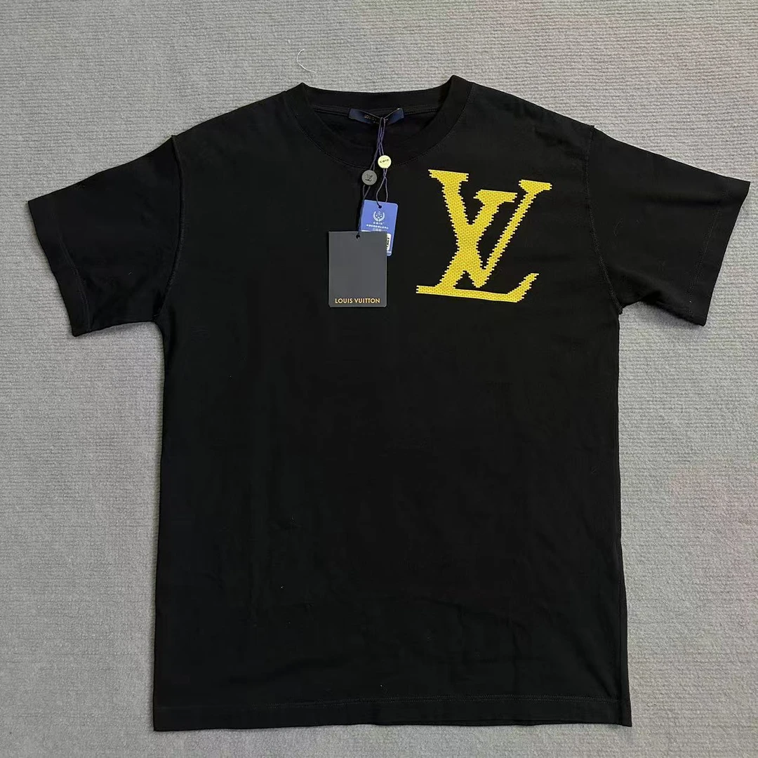 全新未使用 LouisVuitton/路易威登 黑色黄砖短袖/S码