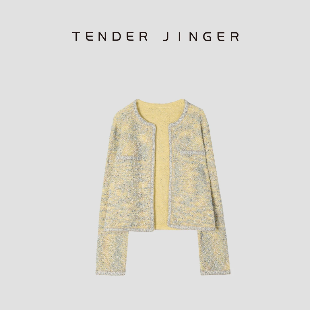 【专柜】女圆领羊毛混纺针织开衫小外套T43SCC77998