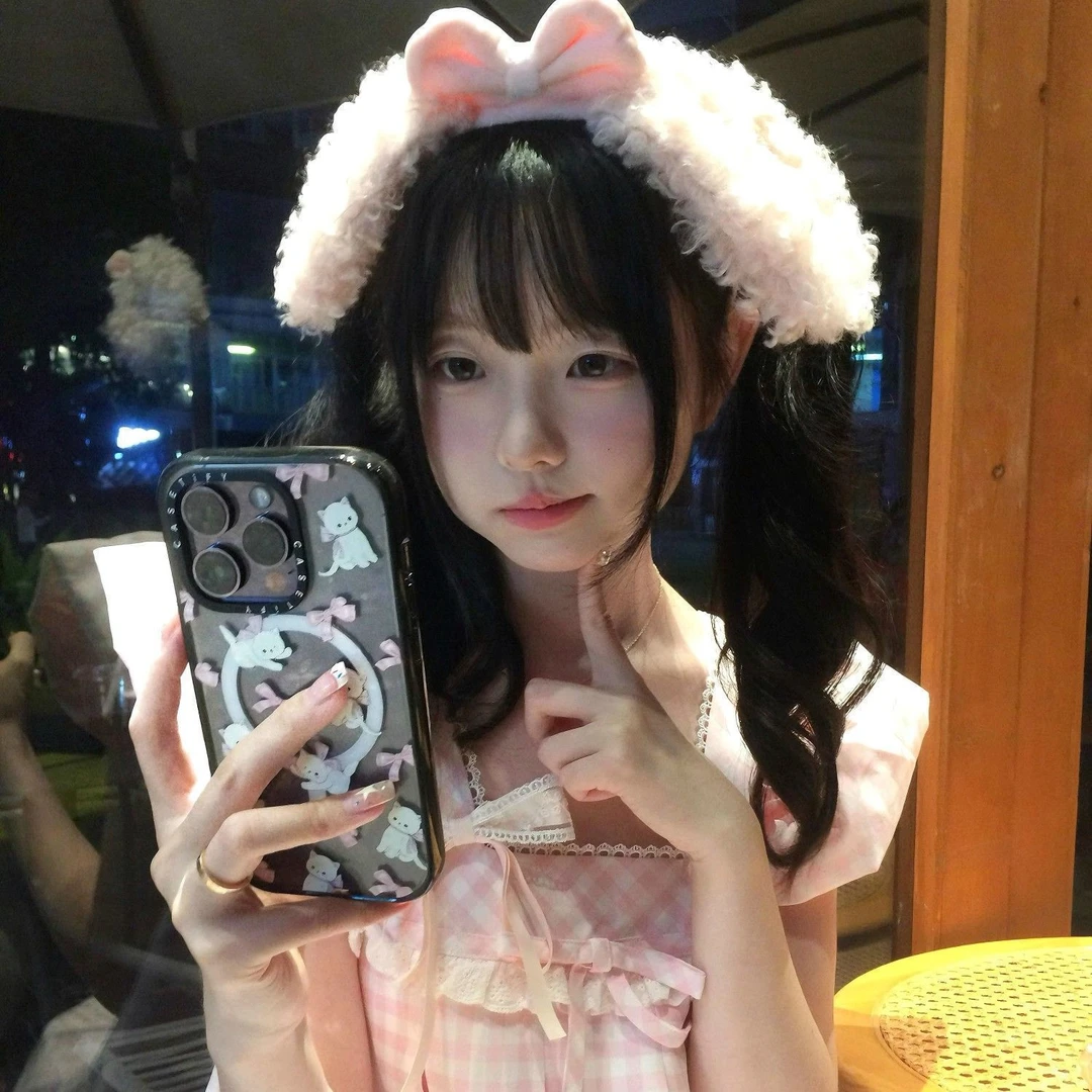 粉色新款头箍羊羔毛绒耳朵发箍美乐蒂发甜美可爱蝴蝶结心头少女