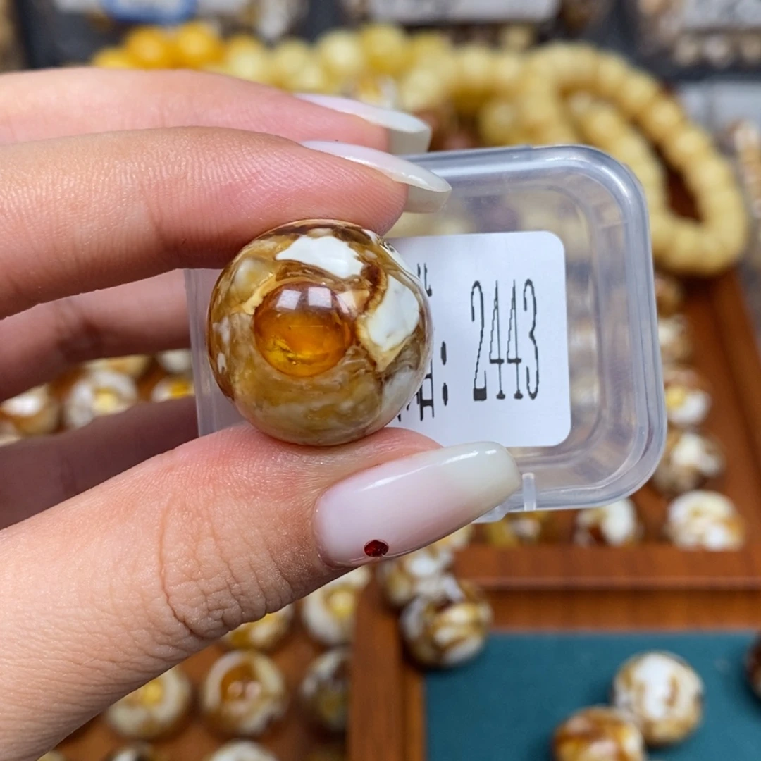 沁色蜜蜡未镶嵌2443