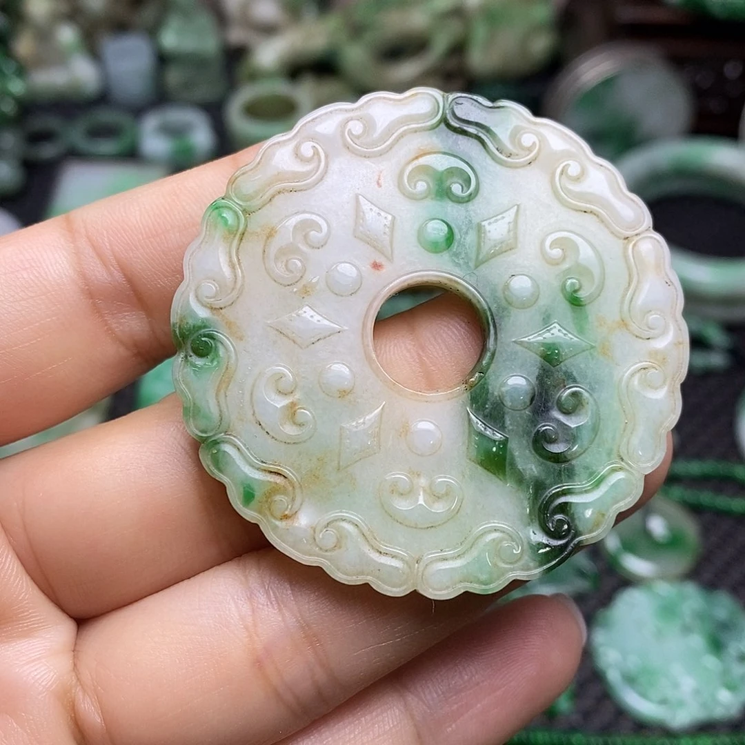 翡翠挂件未镶嵌缅甸天然翡翠如意玉璧