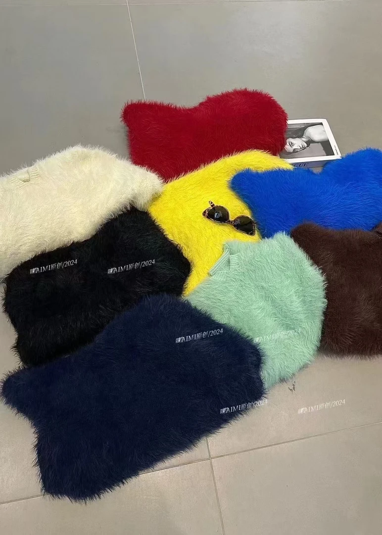 【紫·更】糖果色带帽毛衣加厚款