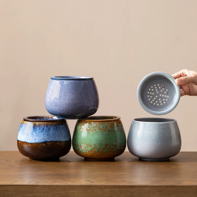 茶水分离窑变茶渣缸陶瓷茶洗建水过滤带盖桌面烟灰茶台废水垃圾桶