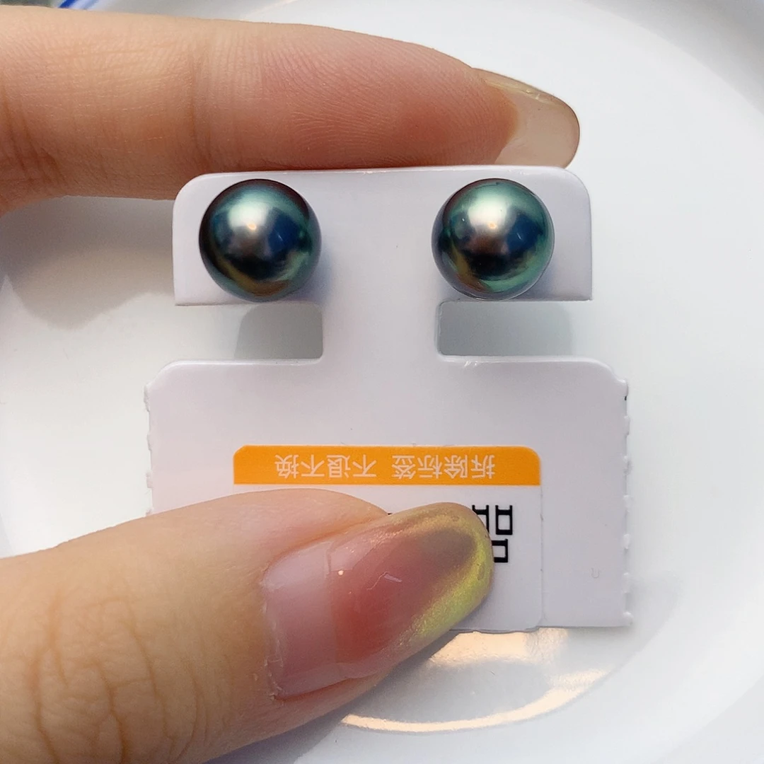 海水珍珠耳饰银S925镶嵌w8