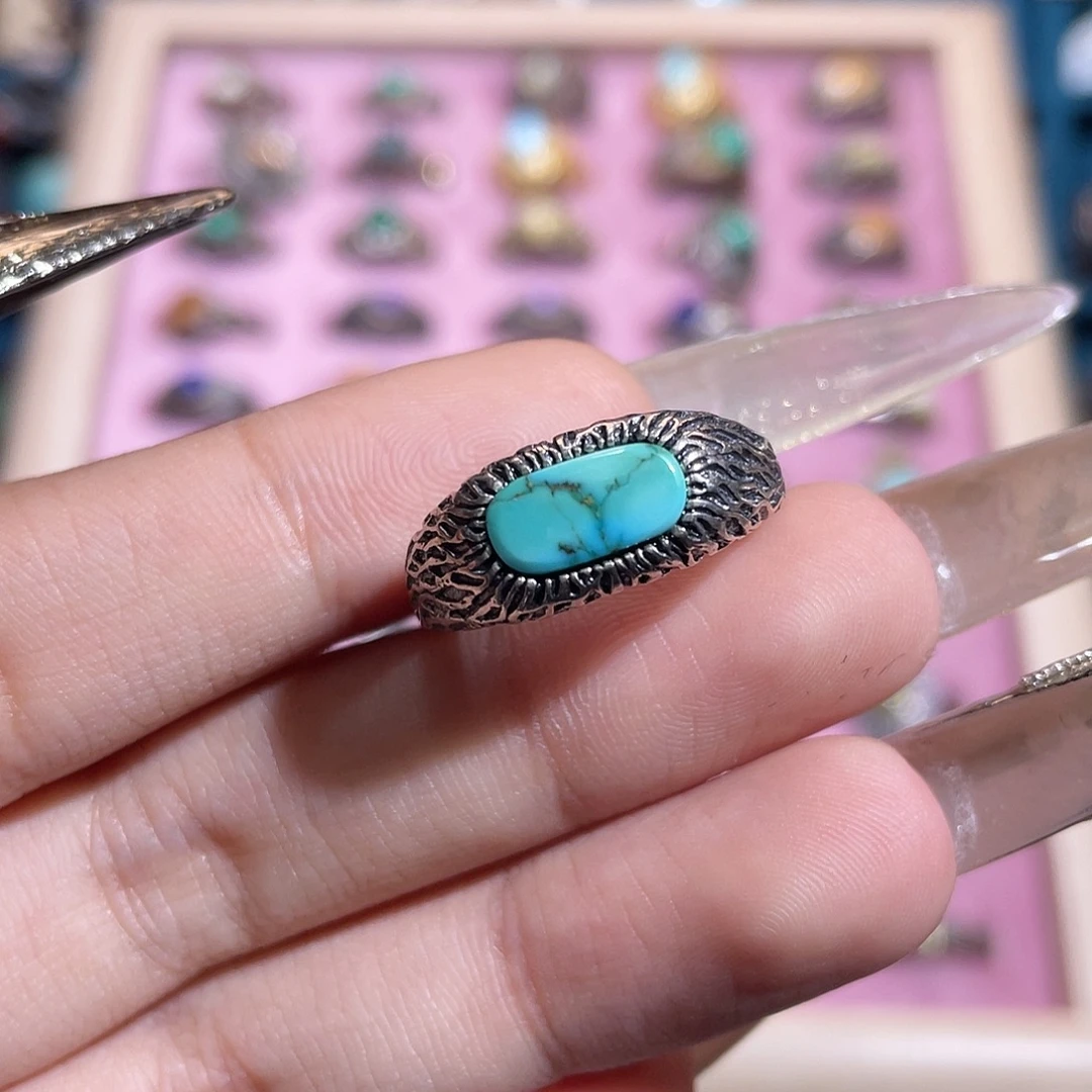 绿松石银S925镶嵌戒指