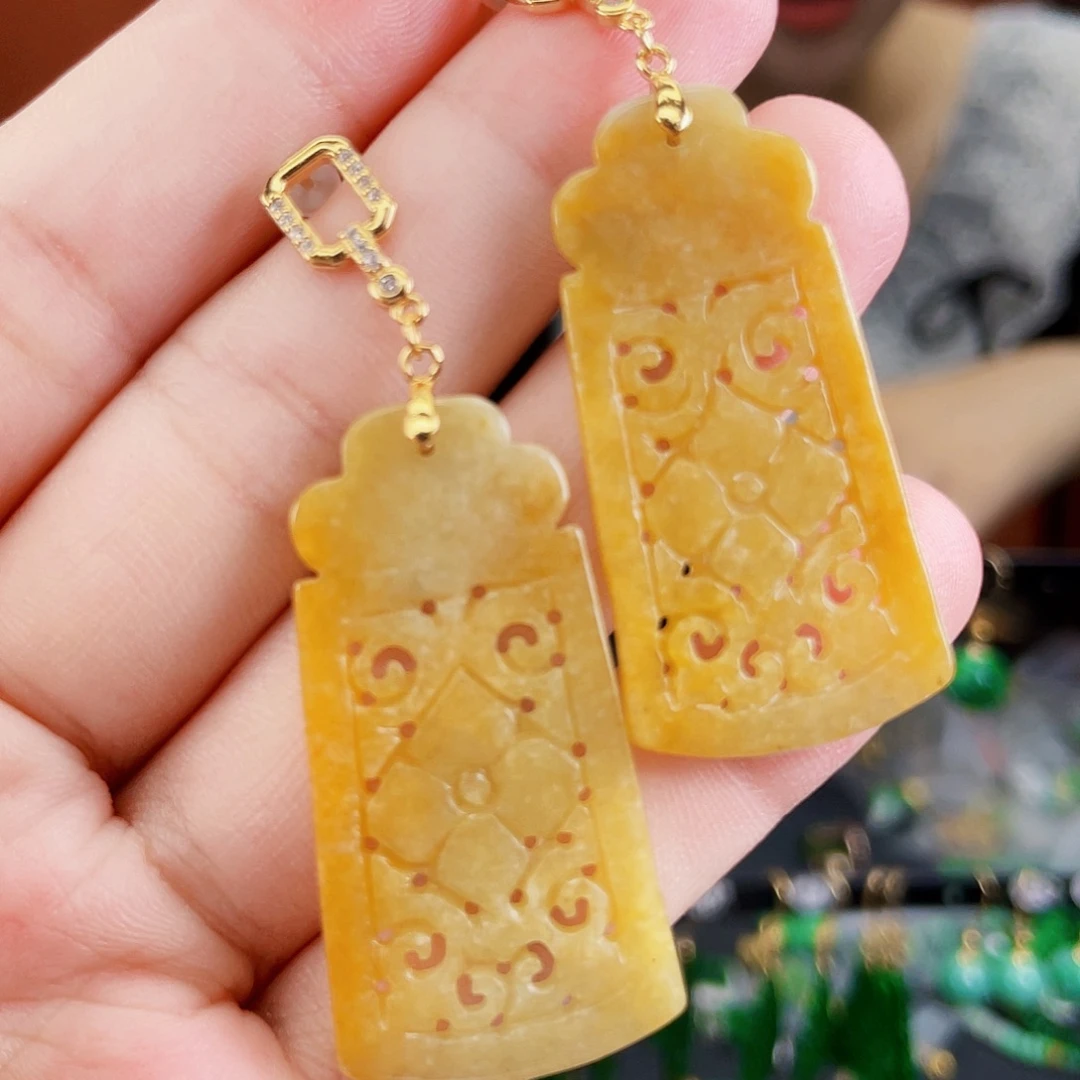 银S925镶嵌翡翠耳饰