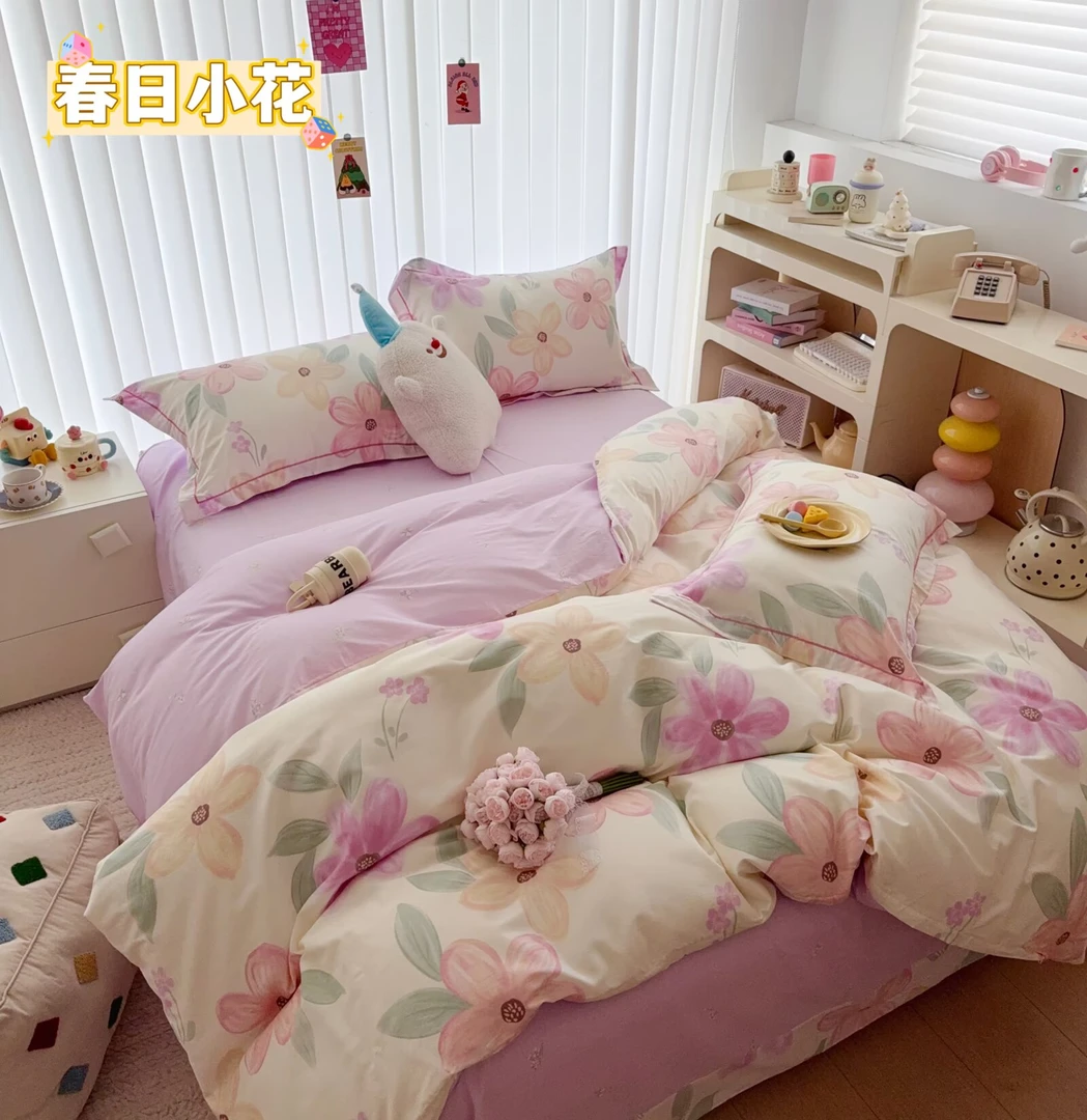 全棉不起球不掉色四季都能用的纯棉套件面料越洗越软舒适度超高