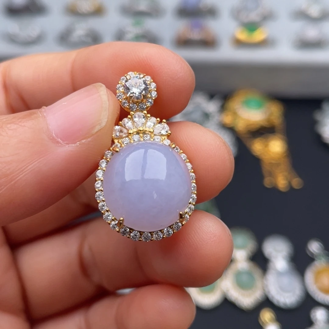 翡翠银S925镶嵌吊坠(不含链)