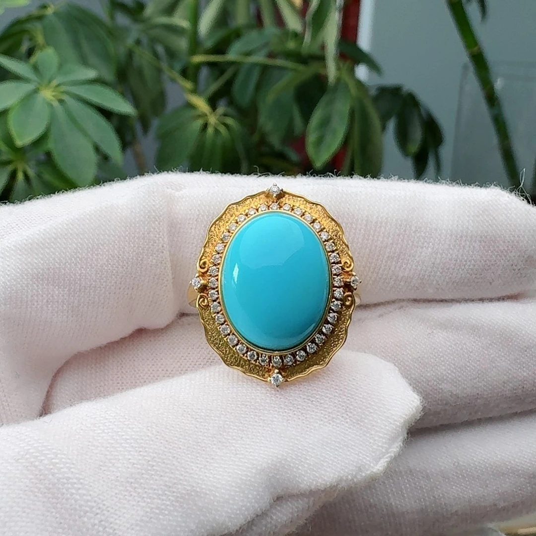 绿松石18K金镶嵌戒指戒指