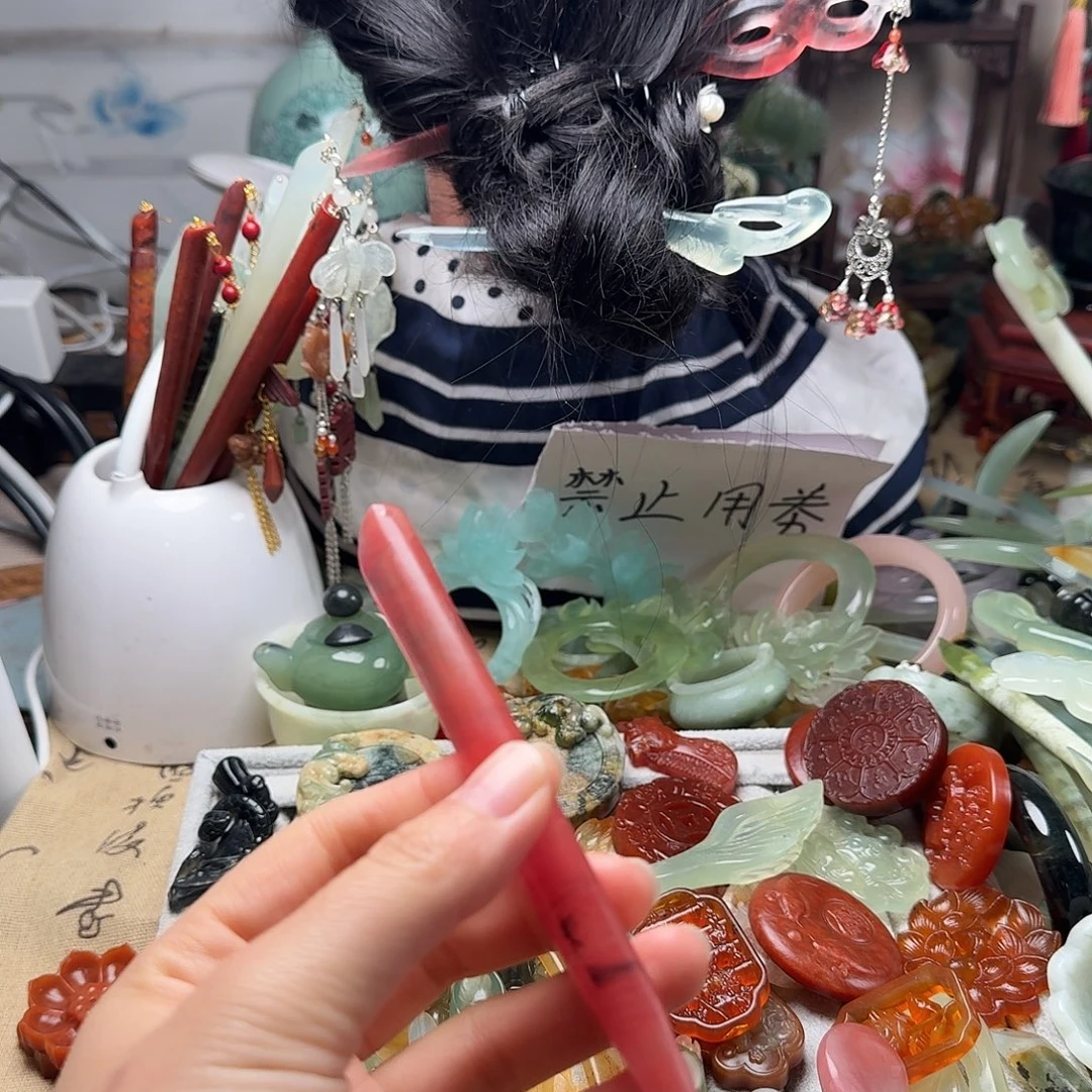 蛇纹石玉合金发饰