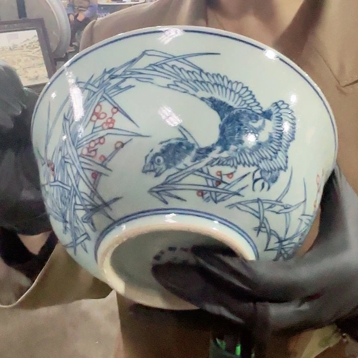 陶其他景德镇高温陶瓷7寸麻仓土花鸟