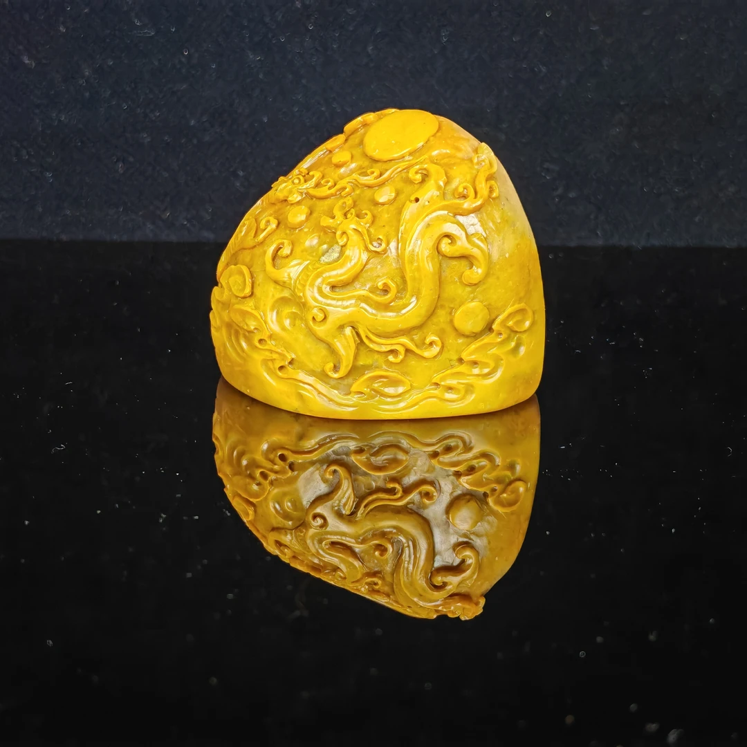 老挝石田黄双龙戏珠印章 6.2*4.7*4.8cm 书法国画用章