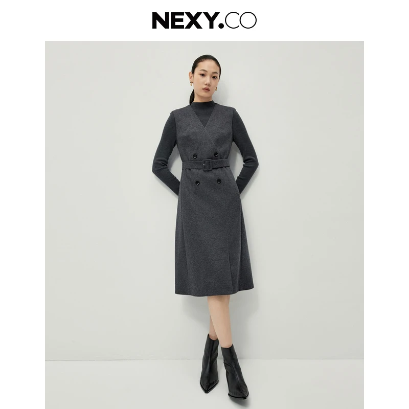 NEXY.CO/奈蔻气质轻奢优雅秋冬连衣裙XF05640C4
