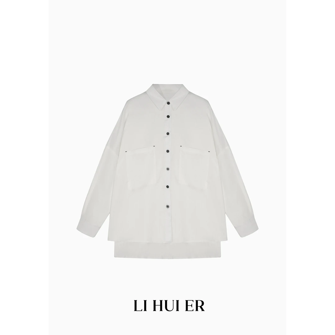 Li Hui Er 【简痕】2025春夏款轻奢高贵长袖衬衫外套女3003