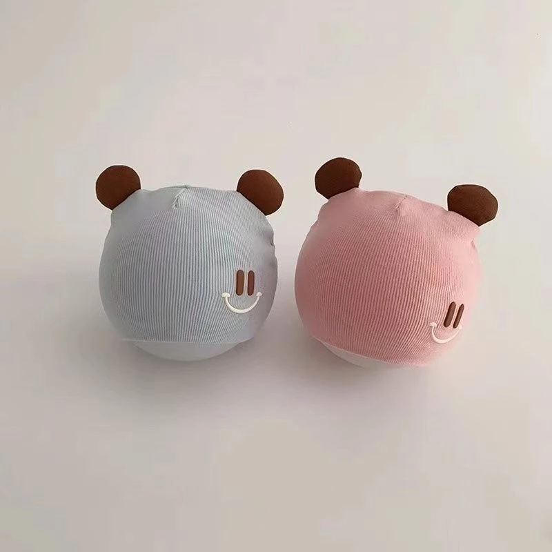 新生儿帽子春秋季可爱笑脸套头帽保暖小月龄婴幼儿护囱门胎帽冬款