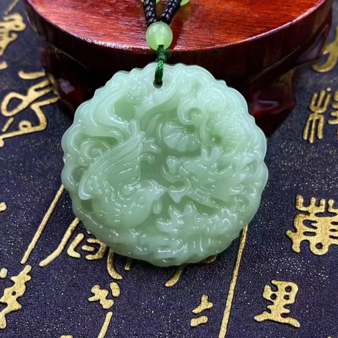 国风浅色龙凤成双吉祥吊坠31026