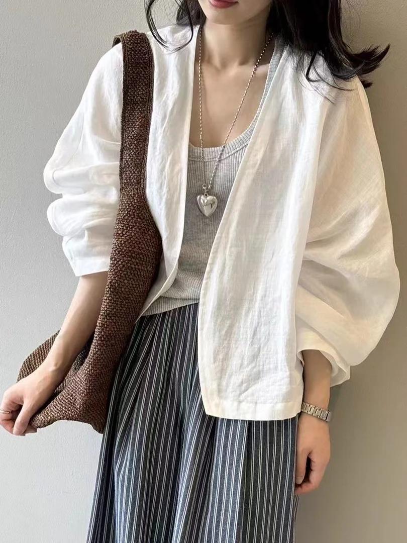 高级纯棉开衫外套女2025年夏季新款法式轻奢防晒衫长袖衬衫上衣