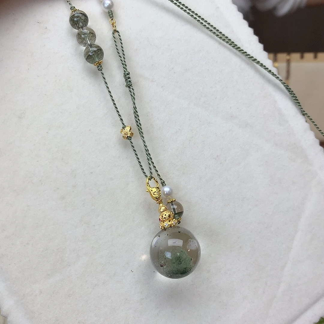 水晶颈饰银S925镀金镶嵌